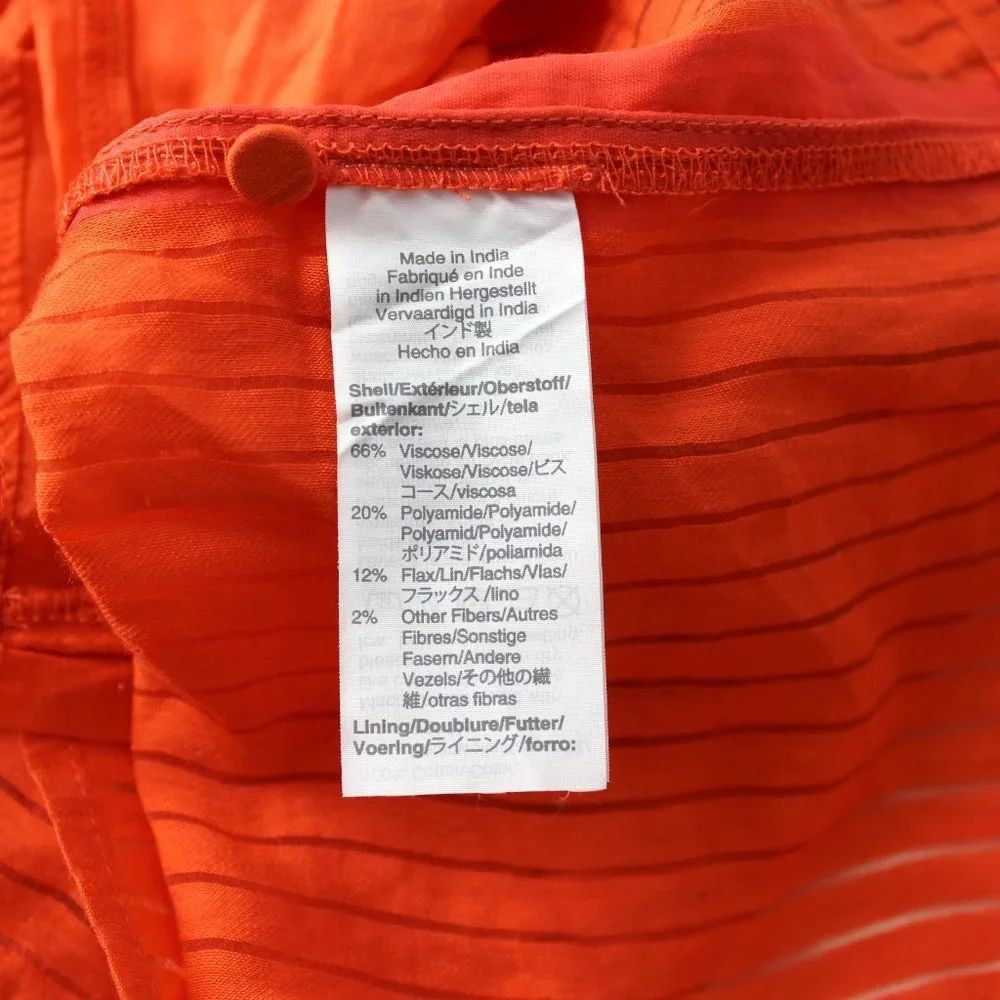 J.Crew lightweight semi sheer shadow stripe relax fit orange  top blouse XS New